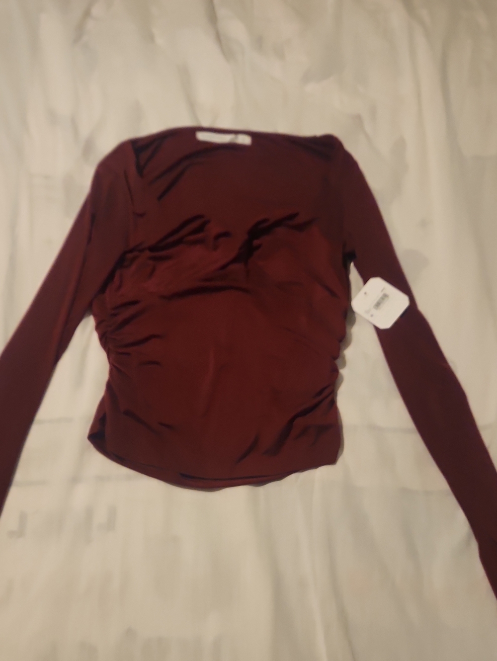 Altar'd State Burgundy Long-Sleeve Ruched Front Top
